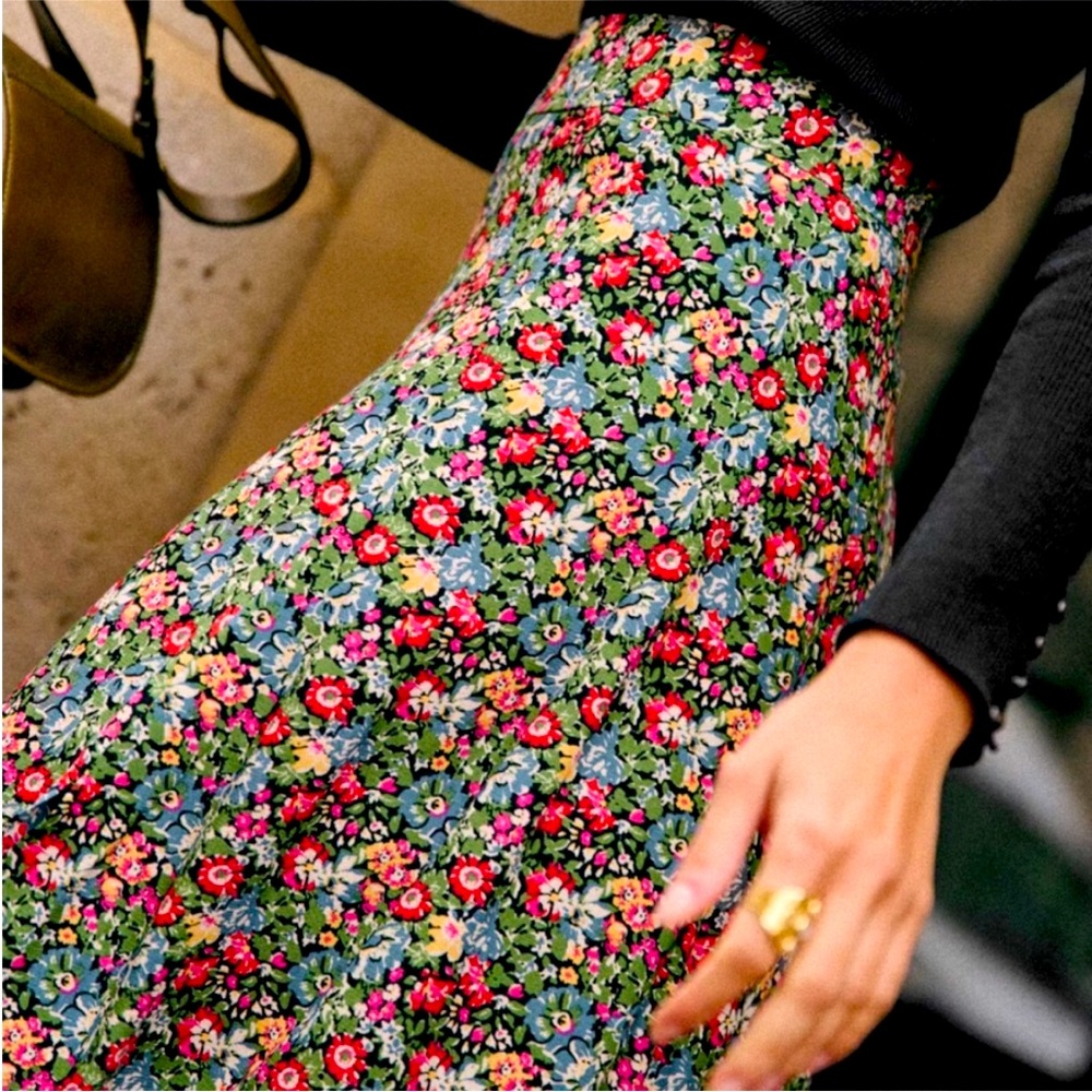 Sezane Floral A-Line Skirt - Multicolor